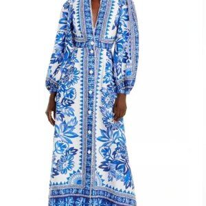 FARM Rio floral print linen maxi dress